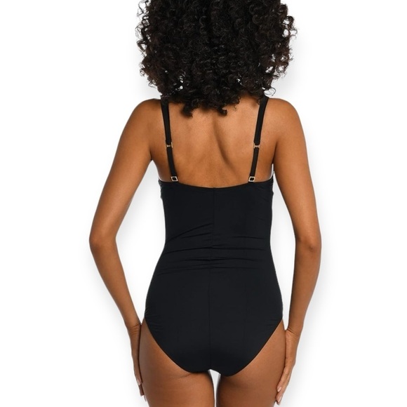 🌻NEW w/tag La Blanca Black Island Goddess Ruffle 1-Piece Swimsuit Size 8 - Picture 7 of 12